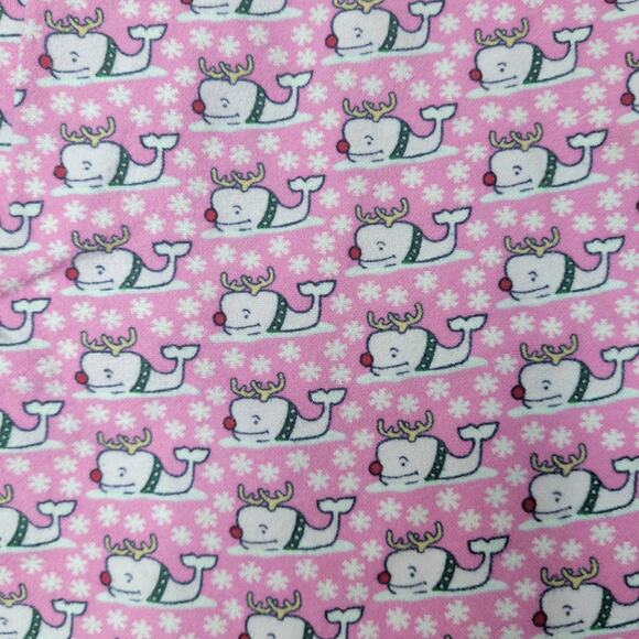 Vineyard Vines Christmas Reindeer Whale Pink Flannel Pajamas Size Small - Picture 3 of 5